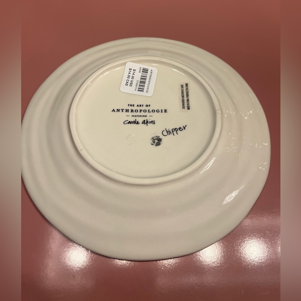 Anthropologie Carole Akins Furry Friends Dessert Plate - Picture 4 of 4